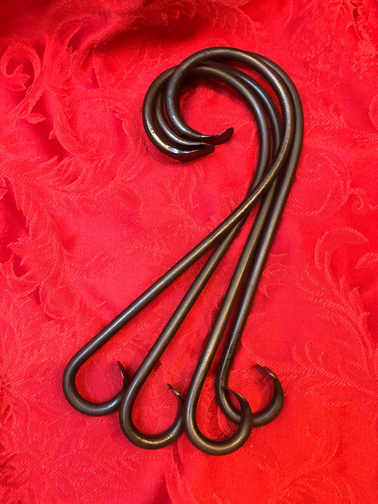 Set of Four 12" Christmas Stocking Hangers - Vintage Stocking Hook - Rustic Stocking Holder - Metal Mantel Hook - Handmade in USA