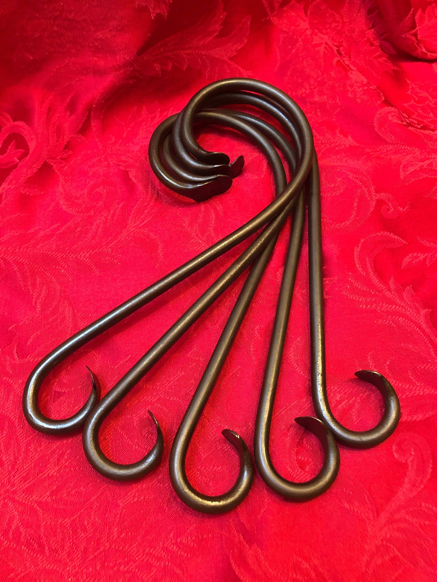Set of Five 12" Christmas Stocking Hangers - Vintage Stocking Hook - Rustic Stocking Holder - Metal Mantel Hook - Handmade in USA