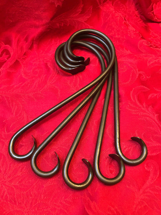 Set of Five 12" Christmas Stocking Hangers - Vintage Stocking Hook - Rustic Stocking Holder - Metal Mantel Hook - Handmade in USA