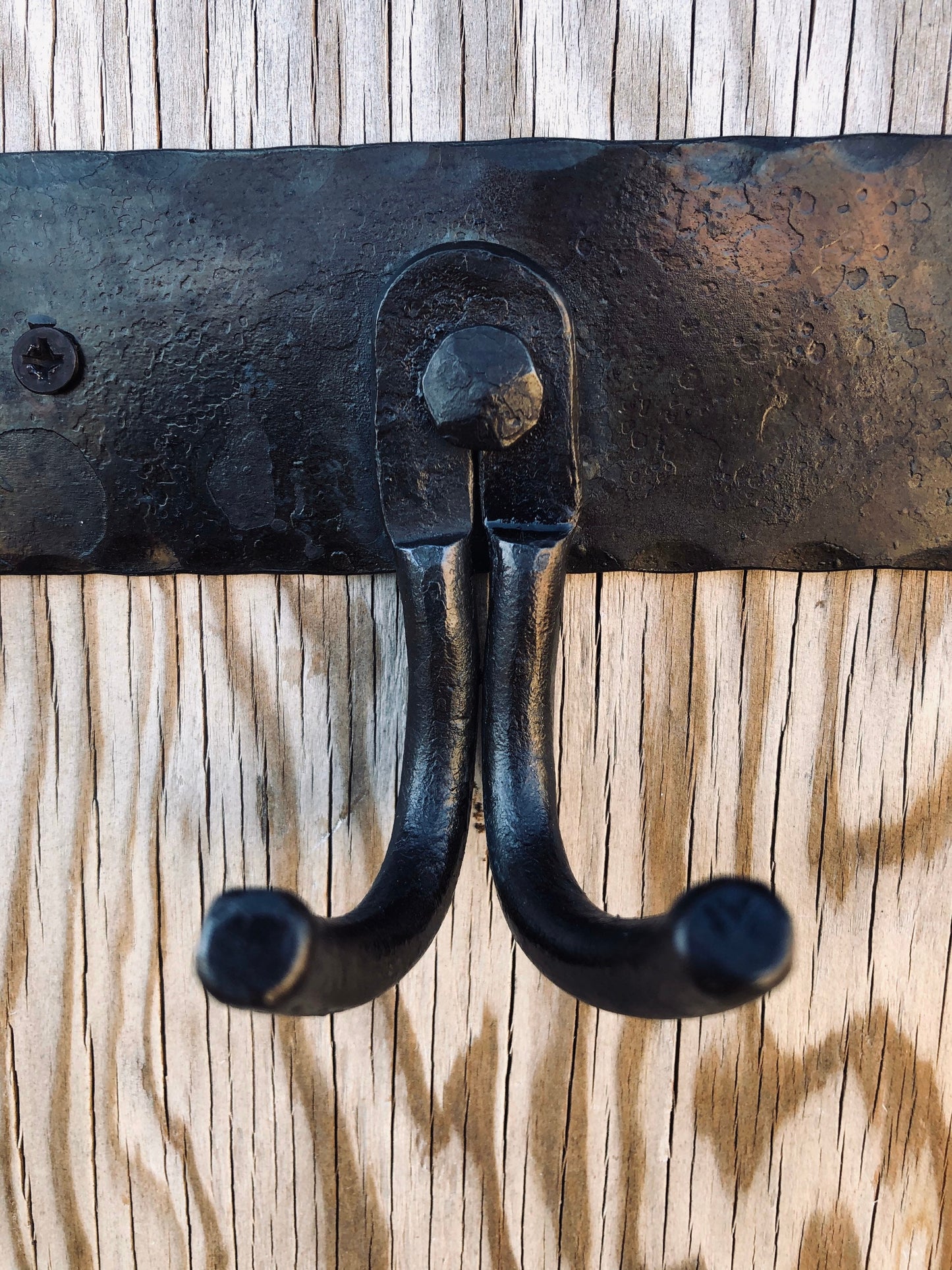 Metal Rack Hand Forged - Fireplace Tool Hanger - Kitchen  - Hooks - Hand Forged - Wall Mounted Hooks - Handmade In USA