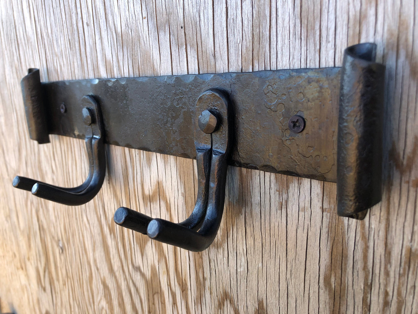 Metal Rack Hand Forged - Fireplace Tool Hanger - Kitchen - Hooks - Hand Forged - Wall Mounted Hooks - Handmade In USA