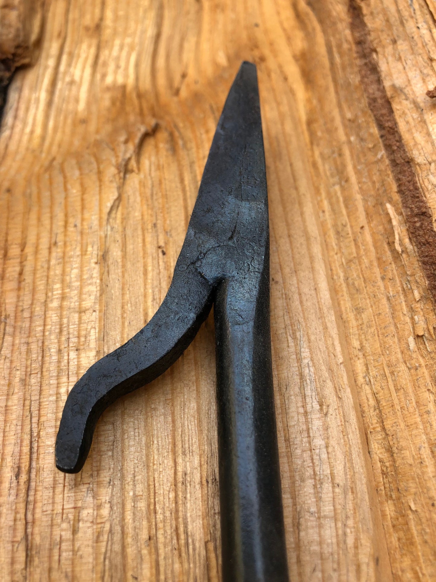 Fire Poker Hand Forged Iron Fire Pit Tool - Blacksmith -Railroad Spike Handle - Bonfire - Handmade In USA