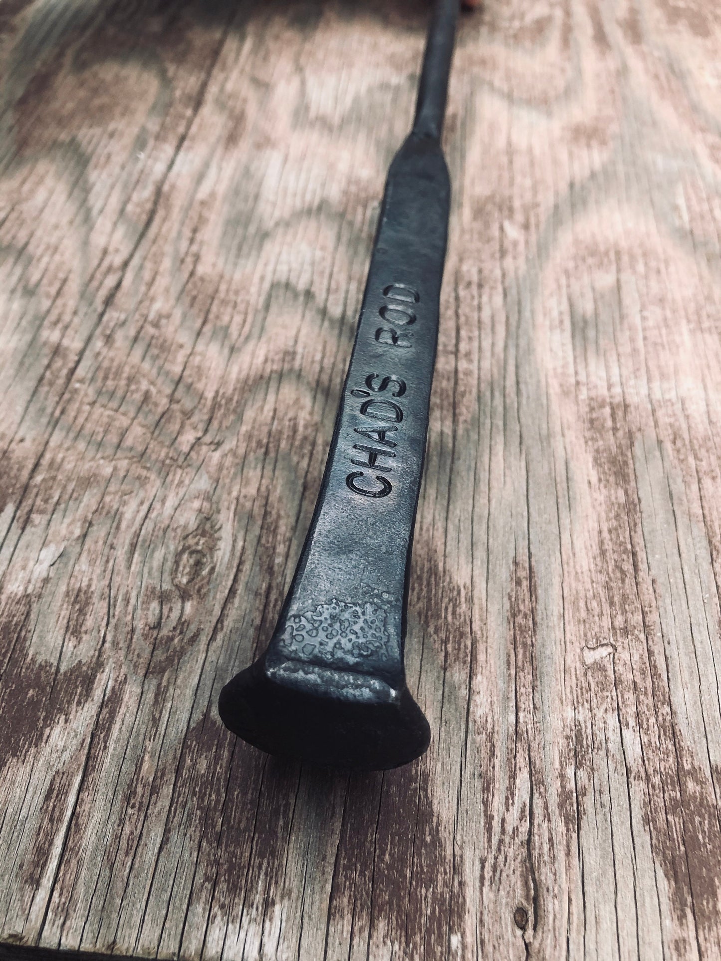 Fireplace Shovel Custom Personalized - Hand Forged - Stamped Handle - Railroad Spike - Made In USA