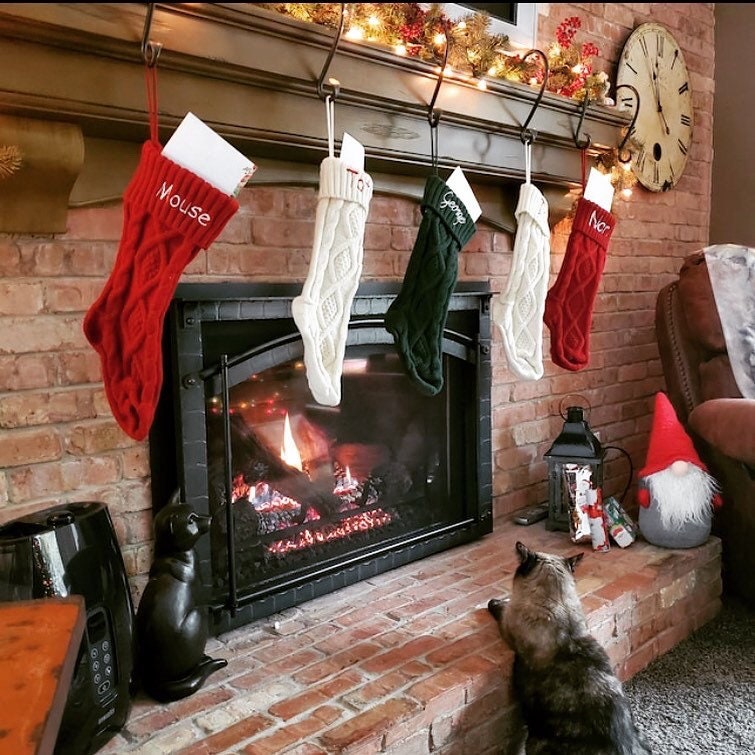 Set of Three 8" Christmas Stocking Hangers - Three Vintage Stocking Holders - Small Mantel Hook - S Hook - Handmade in USA