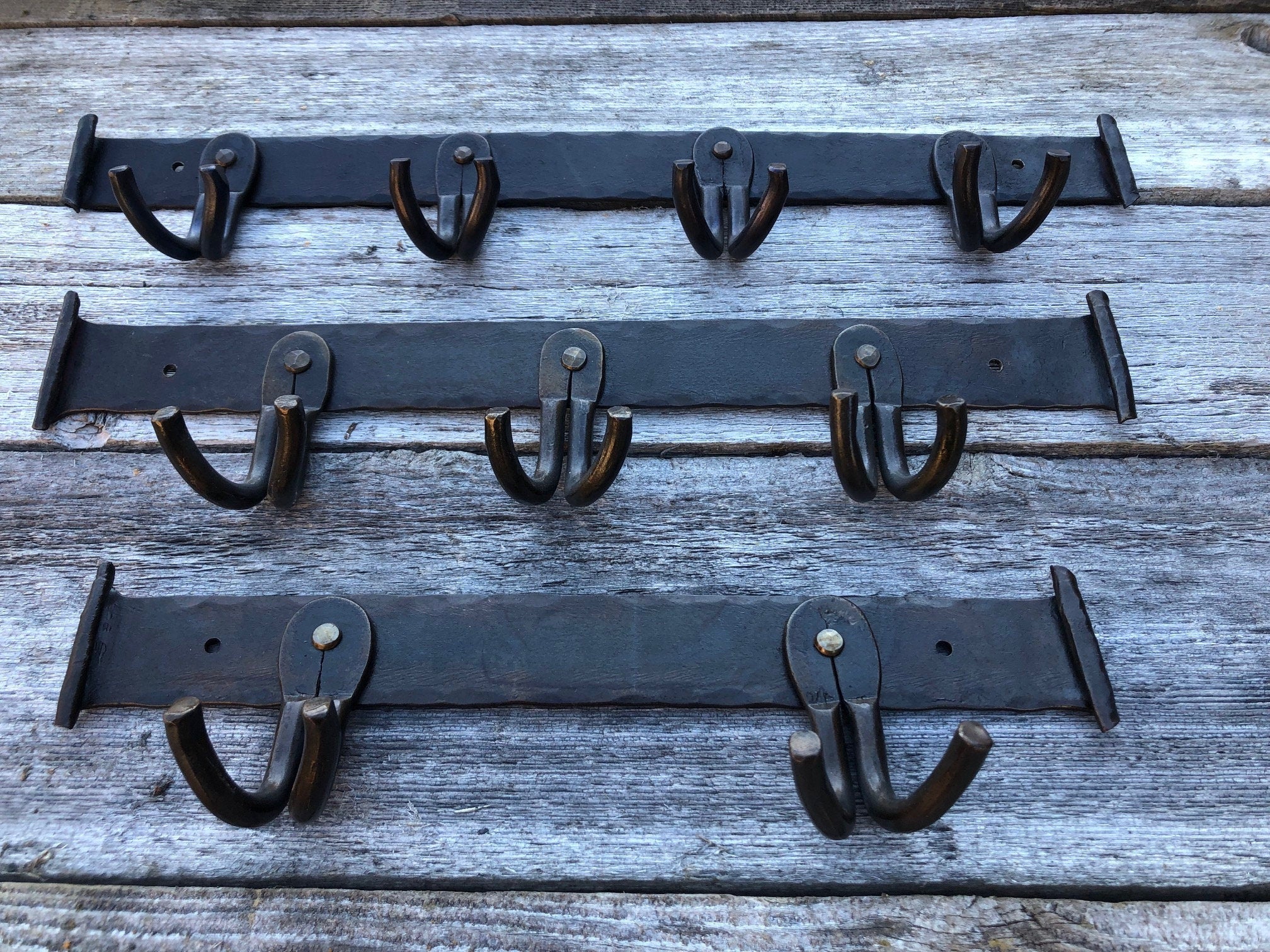 Metal Rack Hand Forged - Fireplace Tool Hanger - Kitchen - Hooks - Han