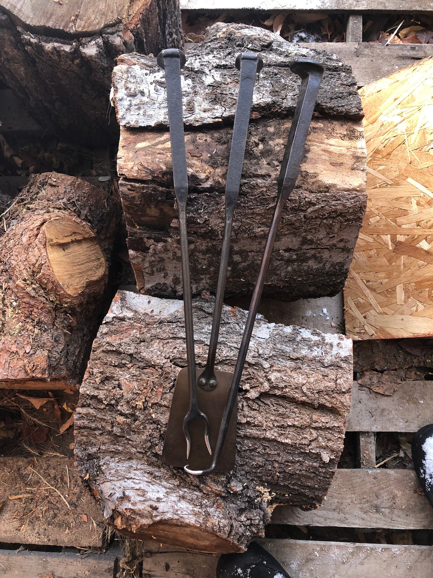 Barbecue Tool Set - Fork, Flipper, Spatula - Railroad Spike Fork, Flipper, and Spatula - Handmade in USA
