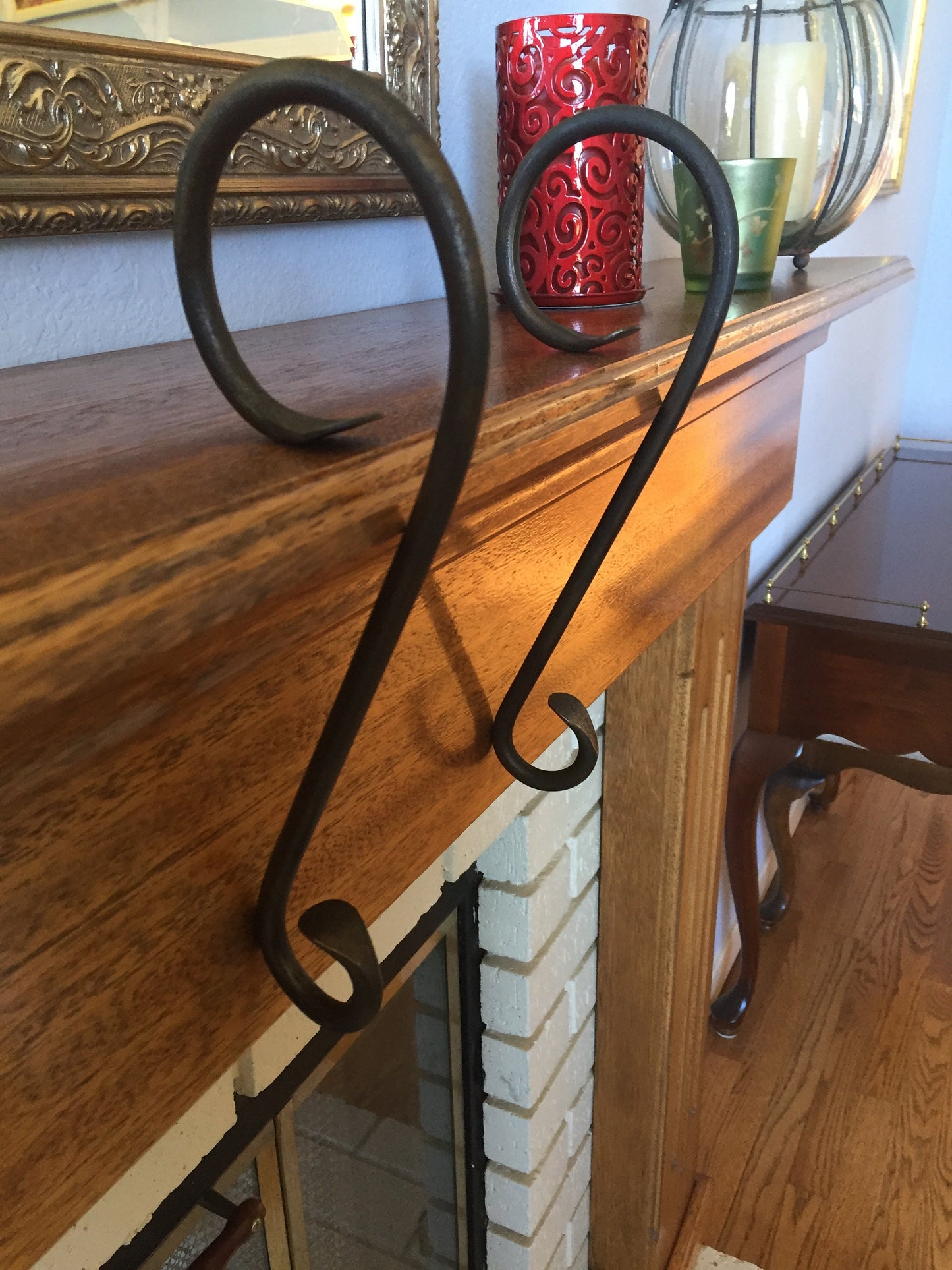 Set of Five 12" Christmas Stocking Hangers - Vintage Stocking Hook - Rustic Stocking Holder - Metal Mantel Hook - Handmade in USA