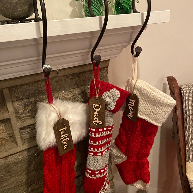 Set of Five 8" Christmas Stocking Hangers - Vintage Stocking Holder - Eight Inch Mantel Hook - Handmade in USA