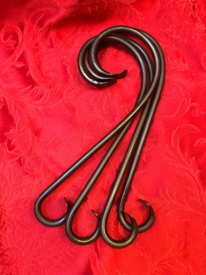 Set of Four 12" Christmas Stocking Hangers - Vintage Stocking Hook - Rustic Stocking Holder - Metal Mantel Hook - Handmade in USA