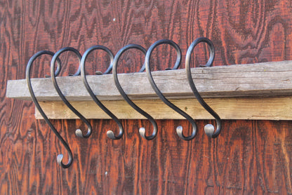 Set of Five 12" Christmas Stocking Hangers - Vintage Stocking Hook - Rustic Stocking Holder - Metal Mantel Hook - Handmade in USA