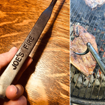 BBQ TOOL Steak Flipper Hook with Bottle Opener - Hand Forged Grill Tool,  Pig Tail Meat Turner Outdoor Grilling Cooking Gifts for Men - Man
