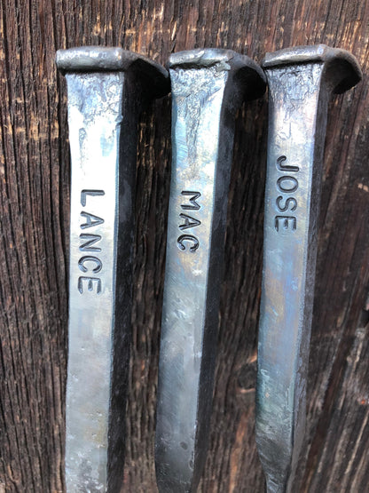 Log Grabber Fireplace Tongs Hand Forged - Metal - Iron - Railroad Spike Handle - Handmade In USA