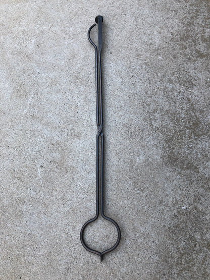 Log Grabber Fireplace Tongs Hand Forged - Metal - Iron - Railroad Spike Handle - Handmade In USA