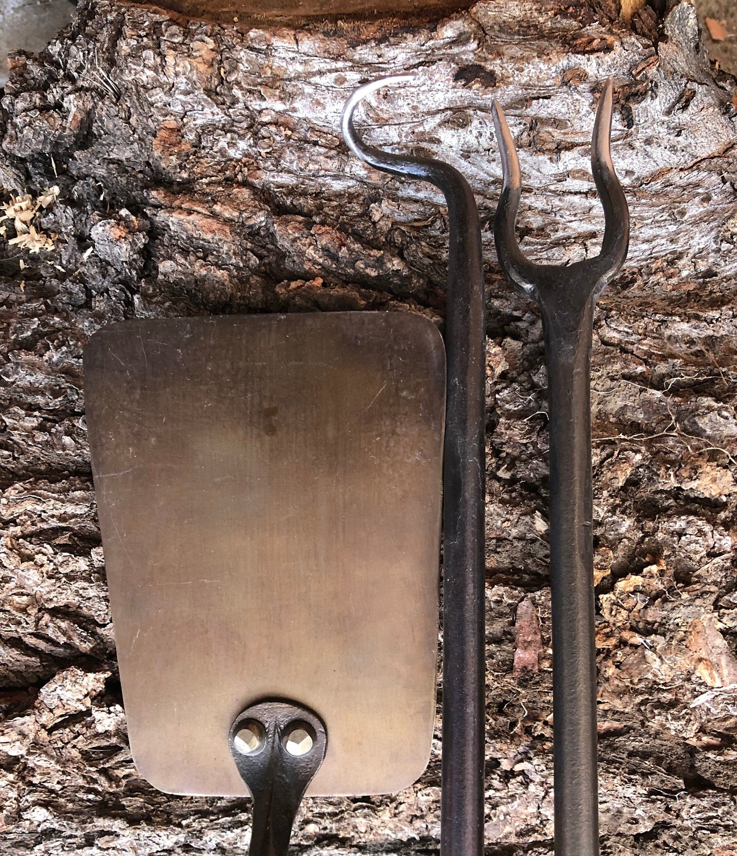 Barbecue Tool Set - Fork, Flipper, Spatula - Railroad Spike Fork, Flipper, and Spatula - Handmade in USA